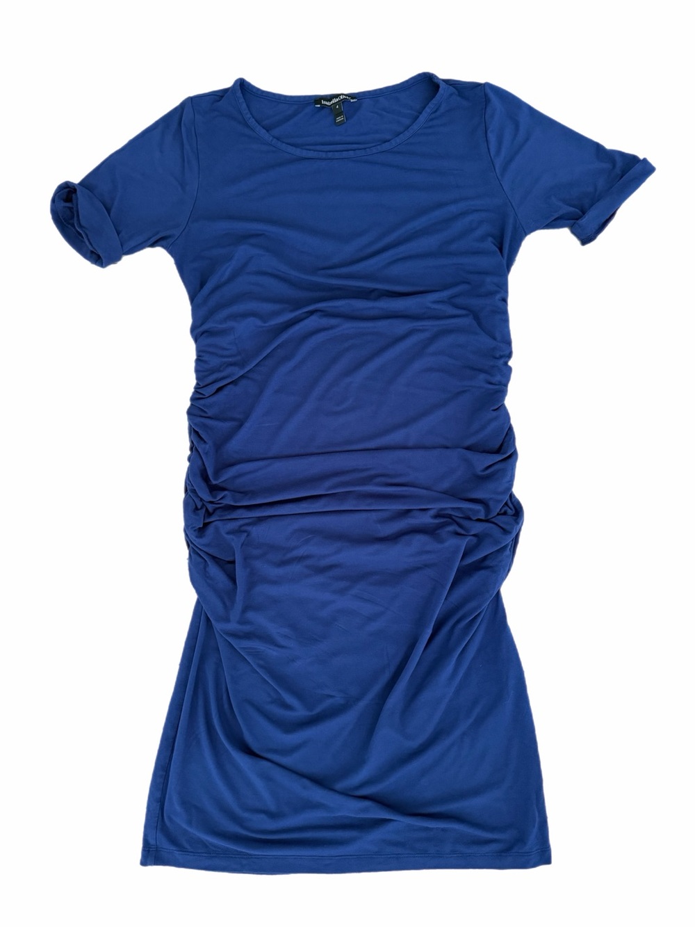 Isabella Oliver Maternity Blue Ruched Short Sleeve Dress - Size 4